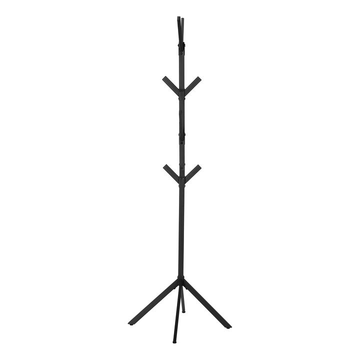 Monarch Specialties I 2057 Coat Rack, Hall Tree, Free Standing, 8 Hooks, Entryway, 70"H, Bedroom, Metal, Black, Contemporary, Modern