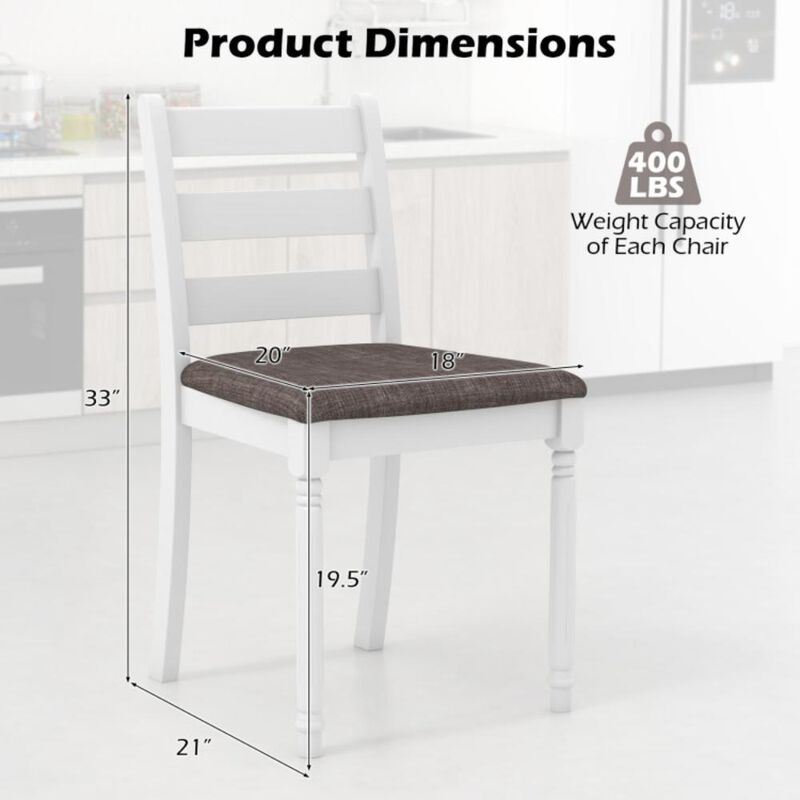 Hivvago Set of 2 Rubber Wood Dining Chairs with Upholstered Seat