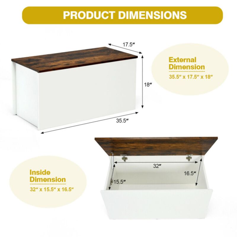 Hivvago Flip-top Storage Chest with Self-hold Cover and Pneumatic Rod-White