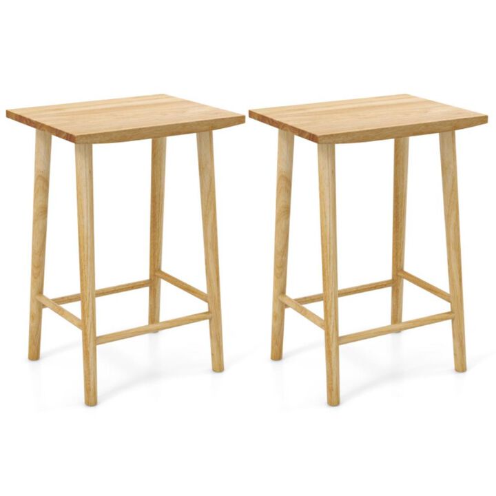 Hivvago 25.5 Inch Bar Stools Set of 2 with Footrest-Natural