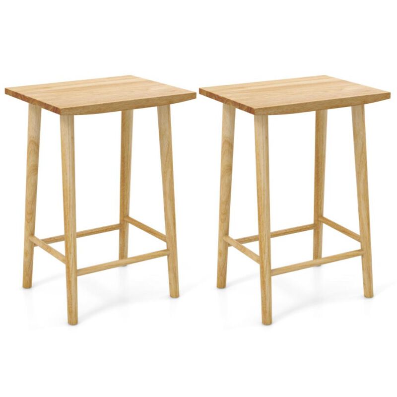 Hivvago 25.5 Inch Bar Stools Set of 2 with Footrest-Natural