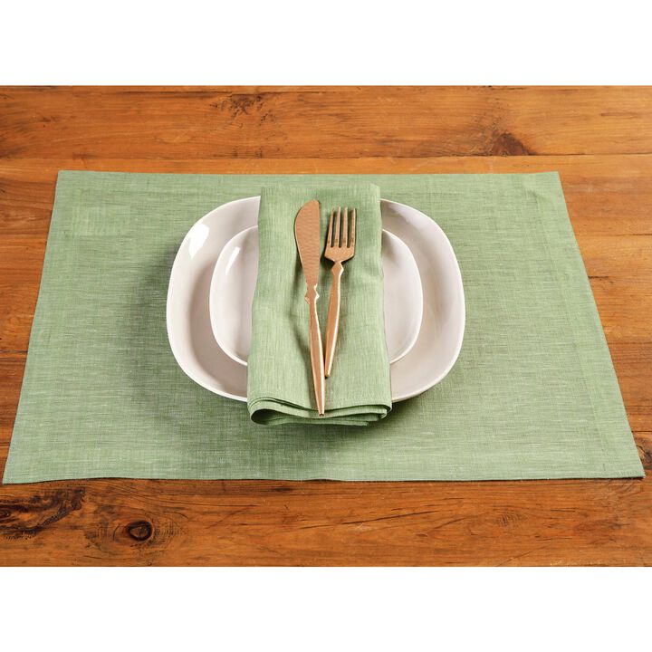 Solino Home 100% Pure Linen 14 x 19 Inch Placemats Set of 4 | Athena