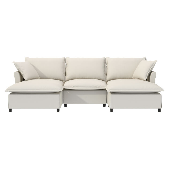 Merax Chenille Sectional Sofa with Ottoman