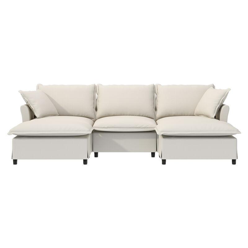 Merax Chenille Sectional Sofa with Ottoman