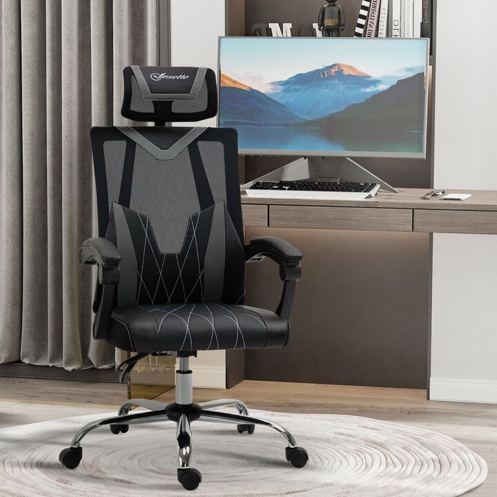Ergonomic Mesh Seating: Desk Chair with Adjustable Headrest and Swivel