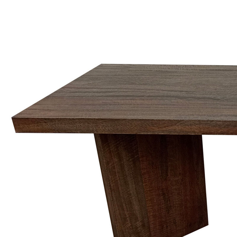 Anisa Coffee Table, 50 Inch Rectangular, Brown Solid Mango Wood Plank Style - Benzara