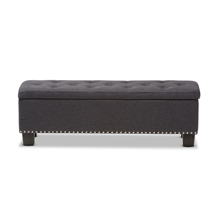 Baxton Studio Hannah Modern Dark Grey Fabric Upholstered Button Tufting Storage Ottoman Bench