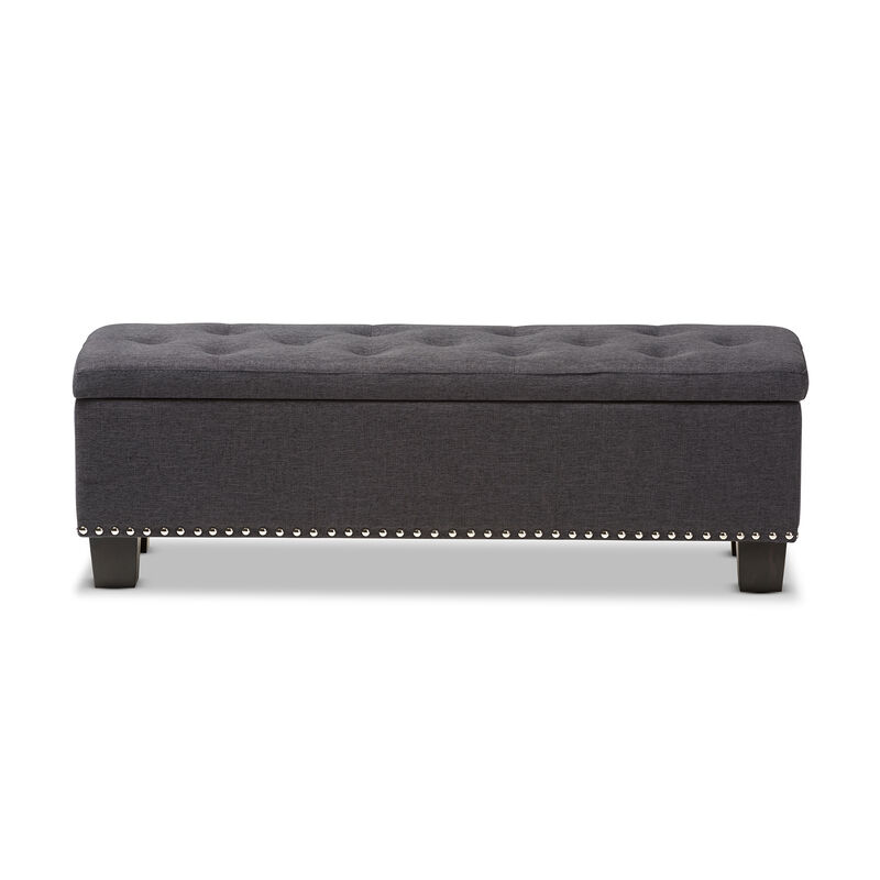 Baxton Studio Hannah Modern Dark Grey Fabric Upholstered Button Tufting Storage Ottoman Bench