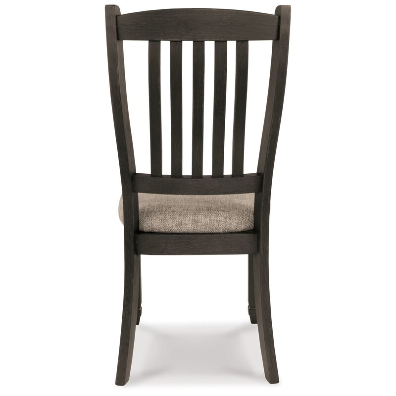 Trekk Dining Side Chair Set of 2, Slat Back Tapered Legs, Black Wood - Benzara