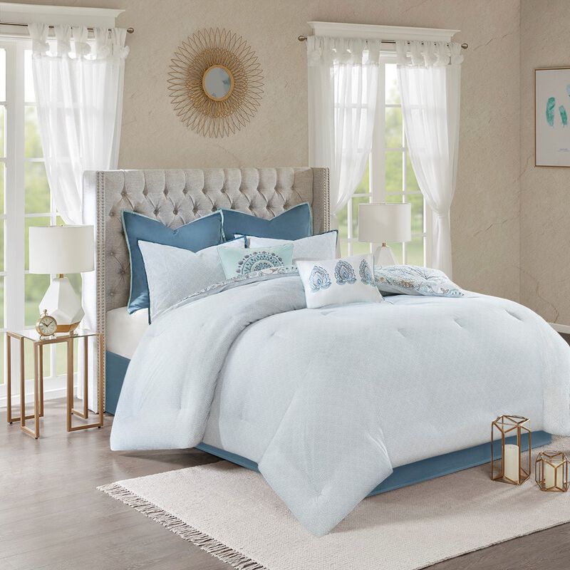 Gracie Mills Leo 8 Piece Reversible Cotton Floral Comforter Set