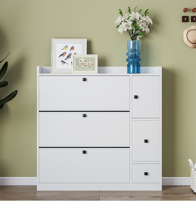 Merax Versatile Shoe Cabinet with 3 Flip Drawers