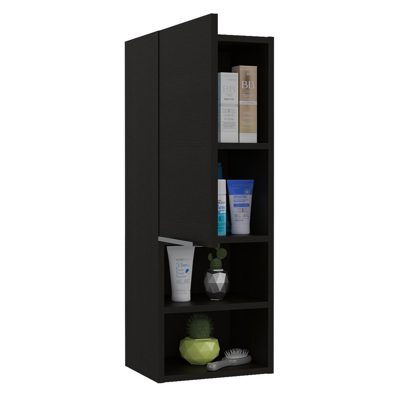 DEPOT E-SHOP Savona Medicine Single Door Cabinet, Two External Shelves, Two Interior Shelves, Black