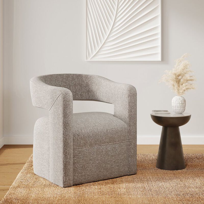 Jofran Lexy Modern Sculpted Curved Upholstered Swivel Accent Chair