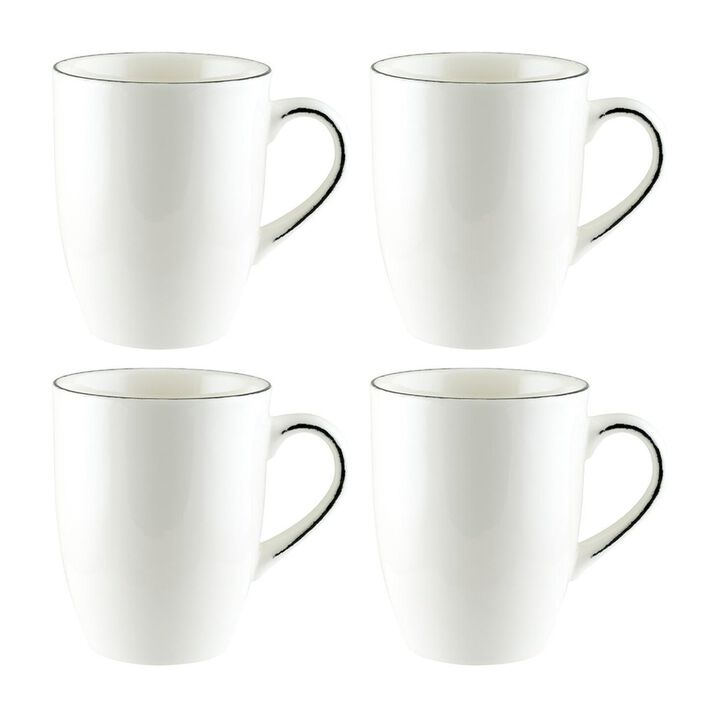 Madera dia.3.25" h:4.25" 11 oz. Round Decorated Porcelain Mug (Set of 4)
