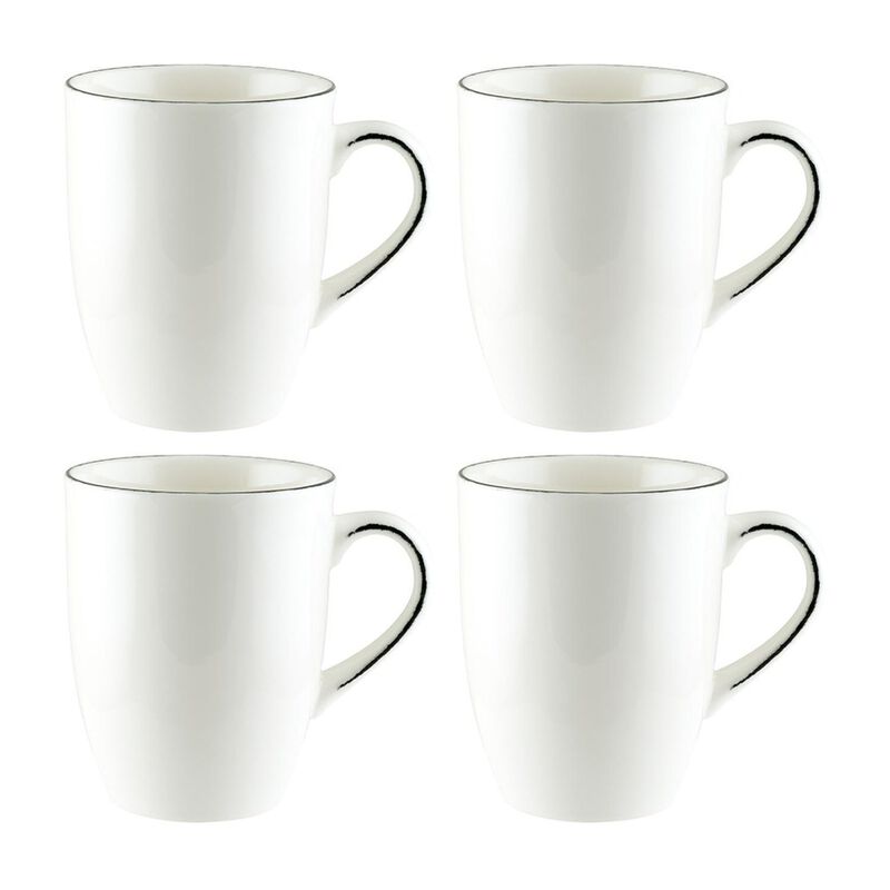 Madera dia.3.25" h:4.25" 11 oz. Round Decorated Porcelain Mug (Set of 4)