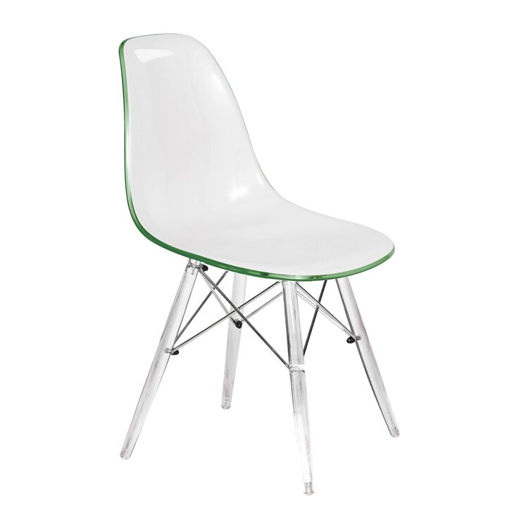 LeisureMod Dover Molded Side Chair with Acrylic Base