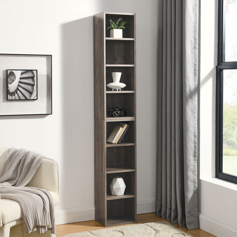 70.9 in.Tall Wood 4-Shelf Standard Bookcase with Shelves (Set of 2)