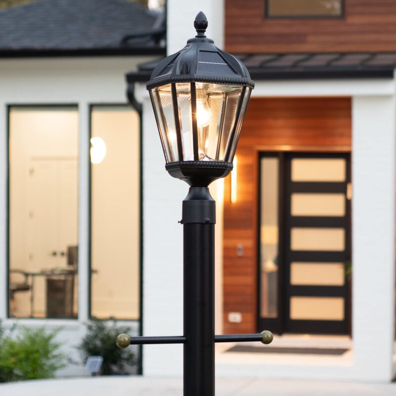 Gama Sonic Royal Bulb Solar Outdoor Post Light GS-98B-F-BLK - Black Finish