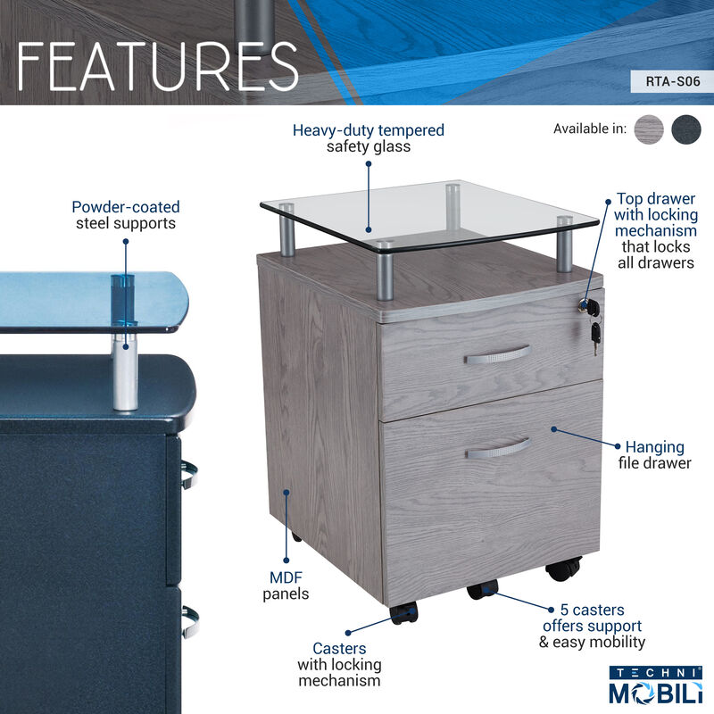 Rolling File Cabinet With Glass Top