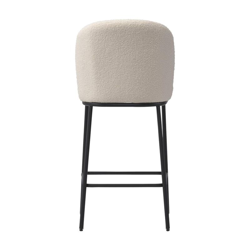 CorLiving Luxury Boucle Bar Stools, Set of 2 White