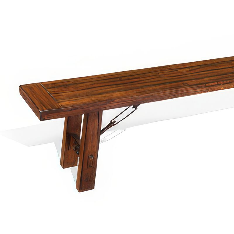 Reggie Bench, 72 Inch Brown Mahogany Wood, Metal Turnbuckle Accents - Benzara