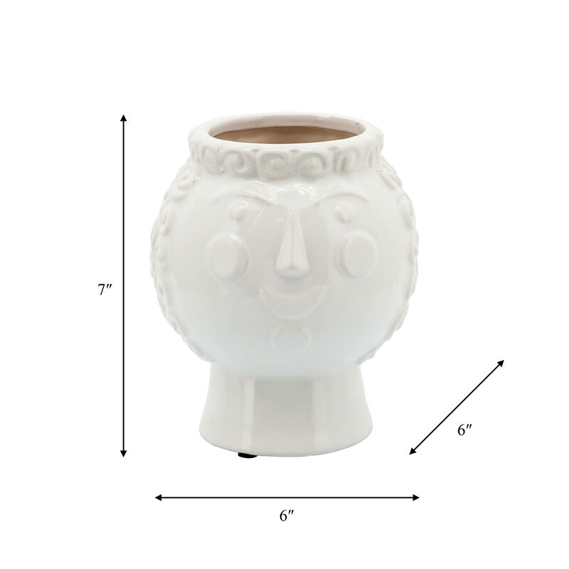 6" Grandma Face Planter, White