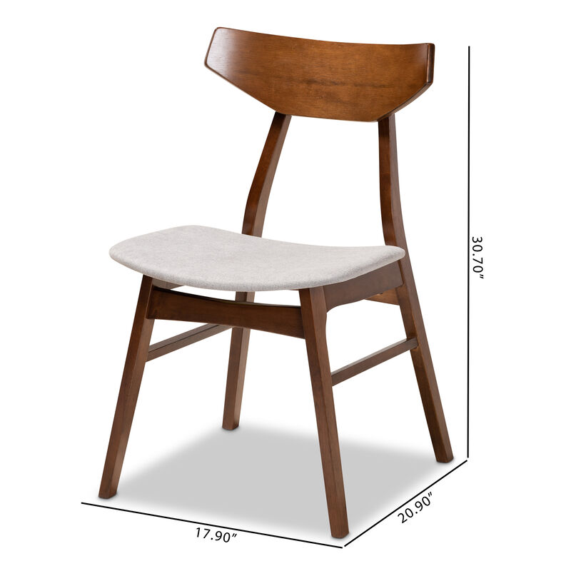 Baxton Studio Danica Light Grey Fabric Upholstered Wood 4 Piece Dining Chair Set
