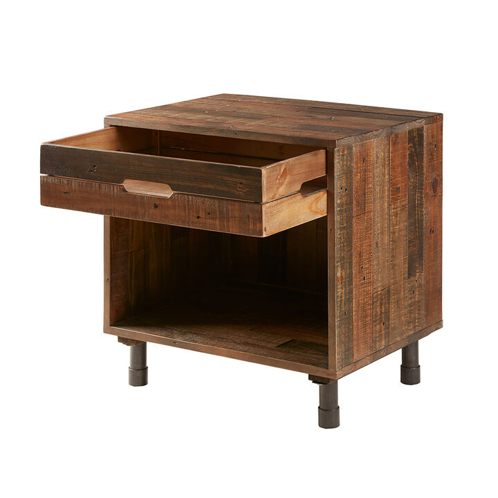Gracie Mills Lowell Natural Harmony Solid Wood Nightstand for Timeless Bedroom Elegance