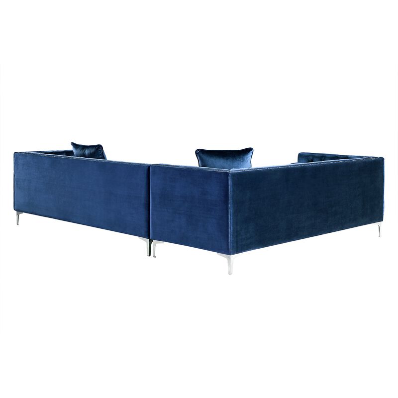 Inspired Home Clarinda Velvet Left Facing Corner Sectional Sofa