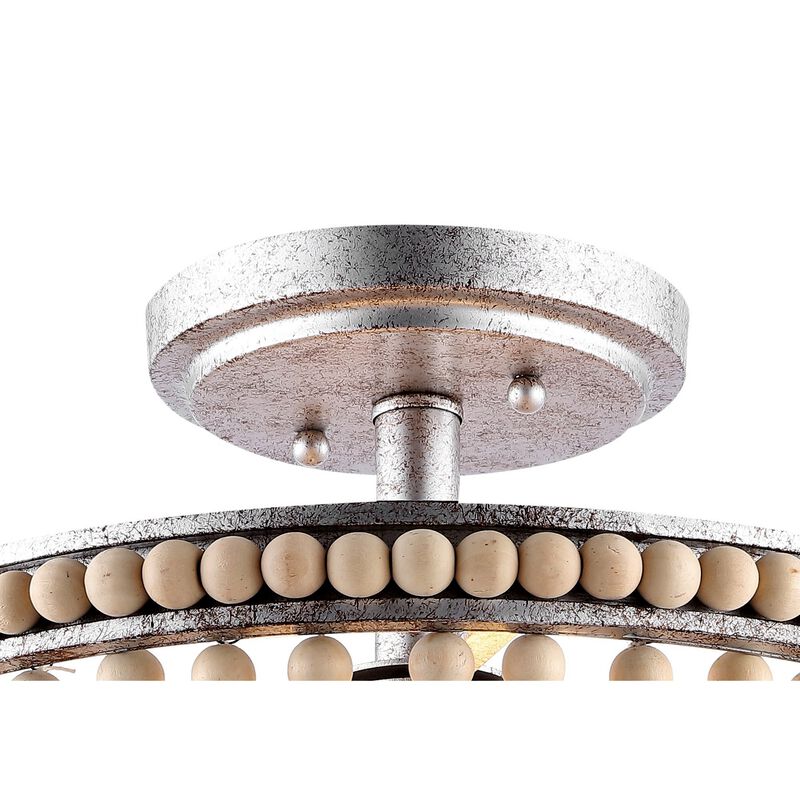 Allie Wood Beaded/Metal LED Flush Mount