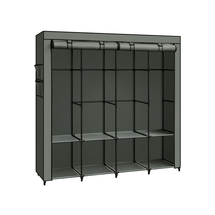 Portable Closet with Cover 4 Hanging Rods and Shelves