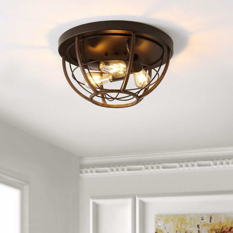 Lyla 3-Light Rustic Farmhouse Iron LED Flush Mount