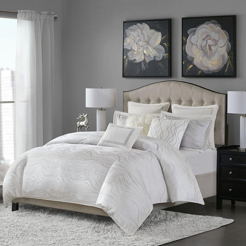 Belen Kox Modern and Elegant Metallic Jacquard 8 Piece Comforter Set, Belen Kox
