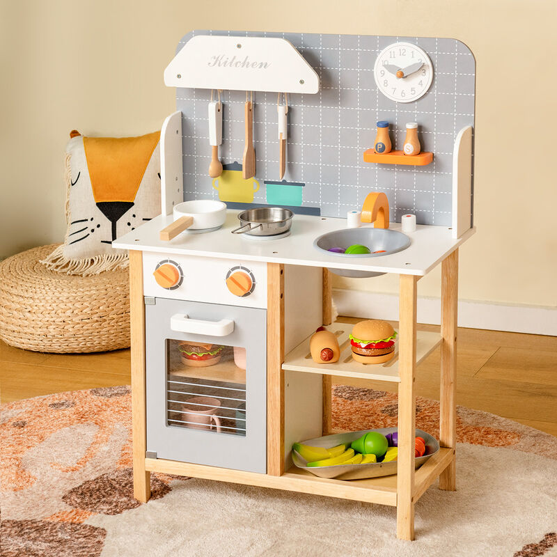 Toddler Pretend Kitchen Set with Cookware Accessories Fun Toy for Boys and Girls