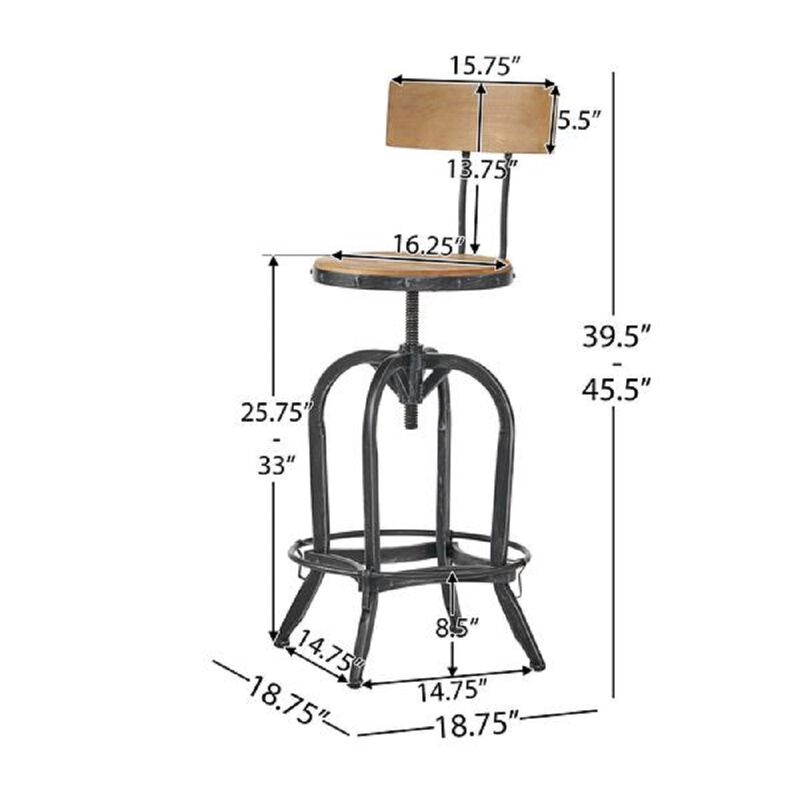 Stylish Fir Wood Barstool with Upholstered Seat for Home Bar or Kitchen