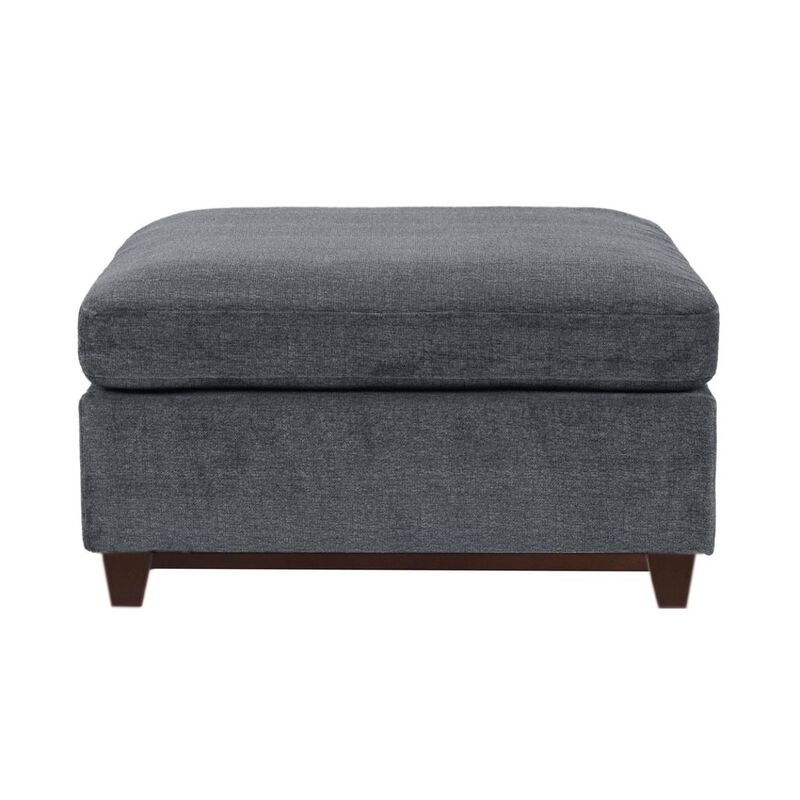 Chenille Fabric Ottoman with Wooden Base