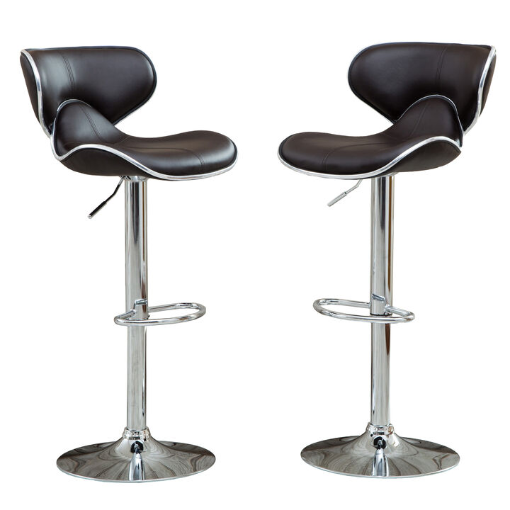 Luxurious Modern Air Lift Bar Stools with Adjustable Faux Leather Cushions (Set of 2)