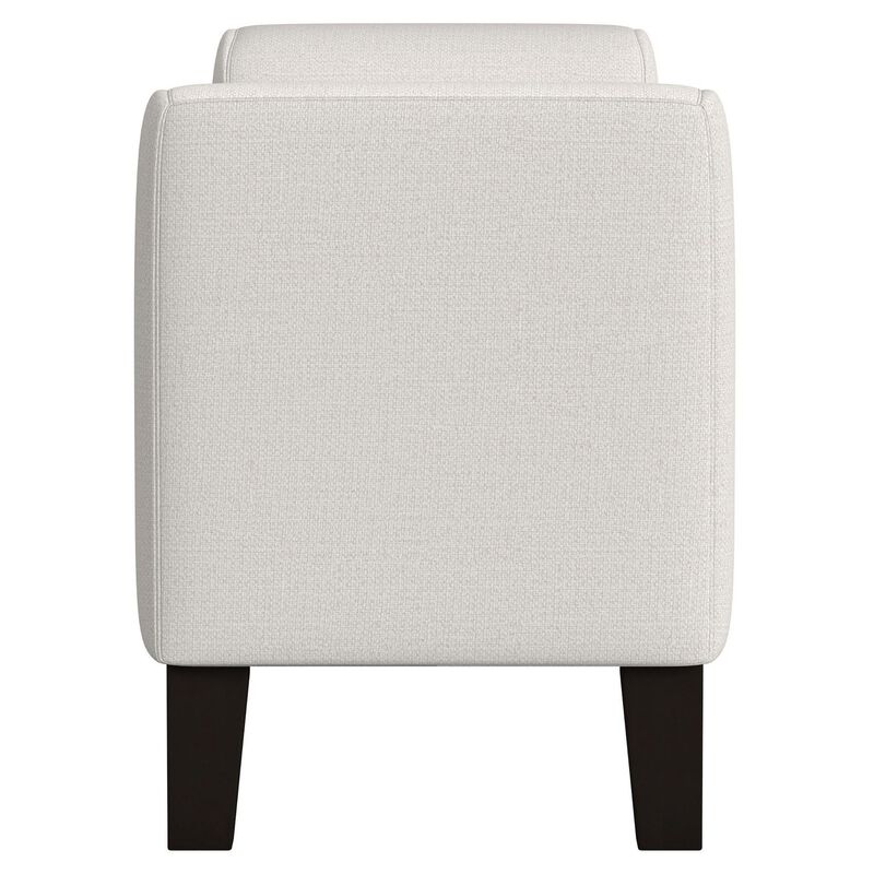 Reyan Accent Bench, Ivory Fabric, Foam Cushions, Black Wood, 60 Inch - Benzara