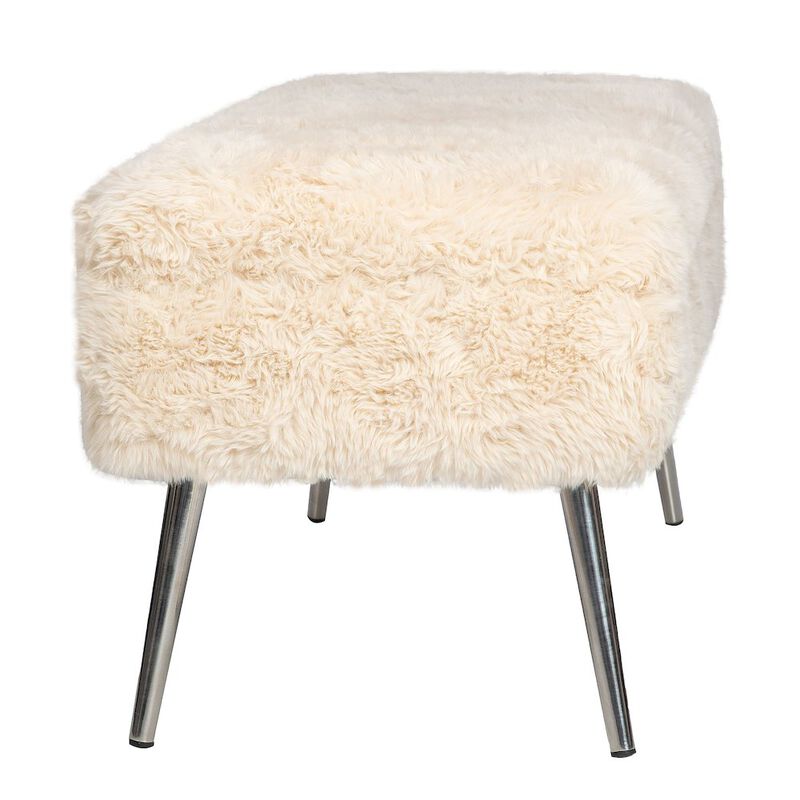 Jofran Huggy Luxury Plush Faux Fur Upholstered Storage Bench