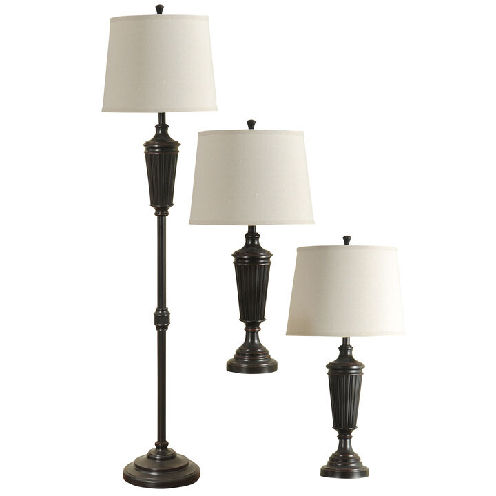 Qb-Bronze Wood Floor & Table Lamp