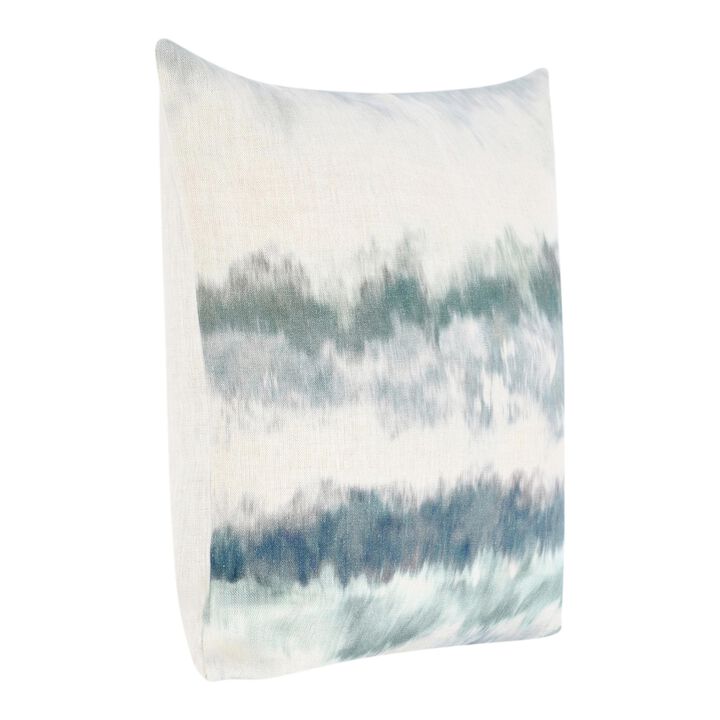Square Throw Pillow, 22 Inch Blue and Green Digital Print, Cotton - Benzara