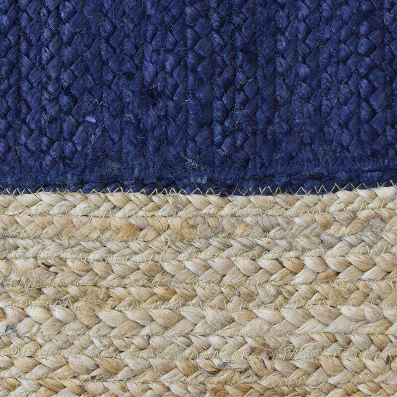 HAND WOVEN JUTE ECO-FRIENDLY Contemporary AREA RUGS  - 4'x6', Rectangle Shape, Blue Beige Color, Contemporary, High Pile, Natural Fiber, Outdoor Indoor Handmade Area Rugs for Living Room (J00026)