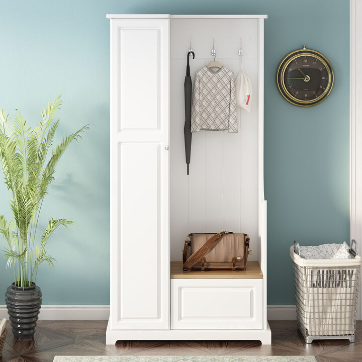 Merax Modern Minimalist Hall Tree with Flip-Up Bench