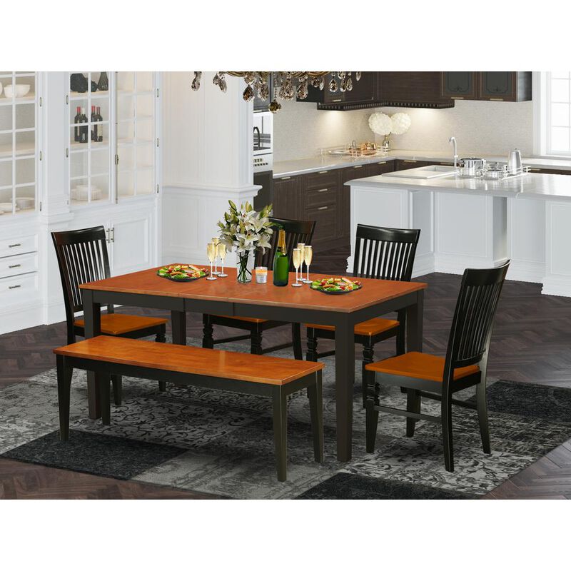 East West Furniture Dining Room Set Black & Cherry, NIWE6-BCH-W