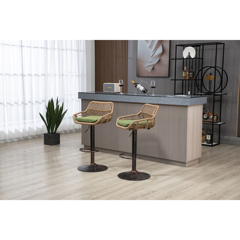 Swivel Bar Stools Set Of 2 Adjustable Counter Height Chairs With Footrest For Kitchen, Dining