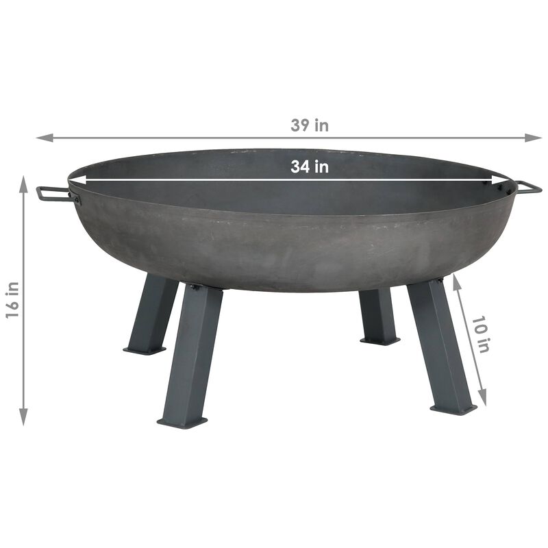 Sunnydaze Rustic Cast Iron Fire Pit Bowl with Stand