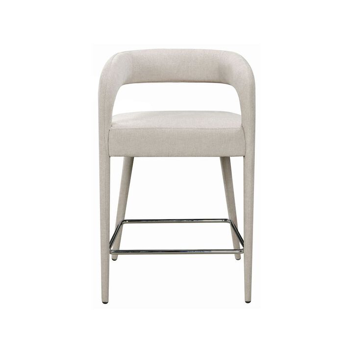 Galway Counter Chair in Ivory Linen Fabric on Metal Frame