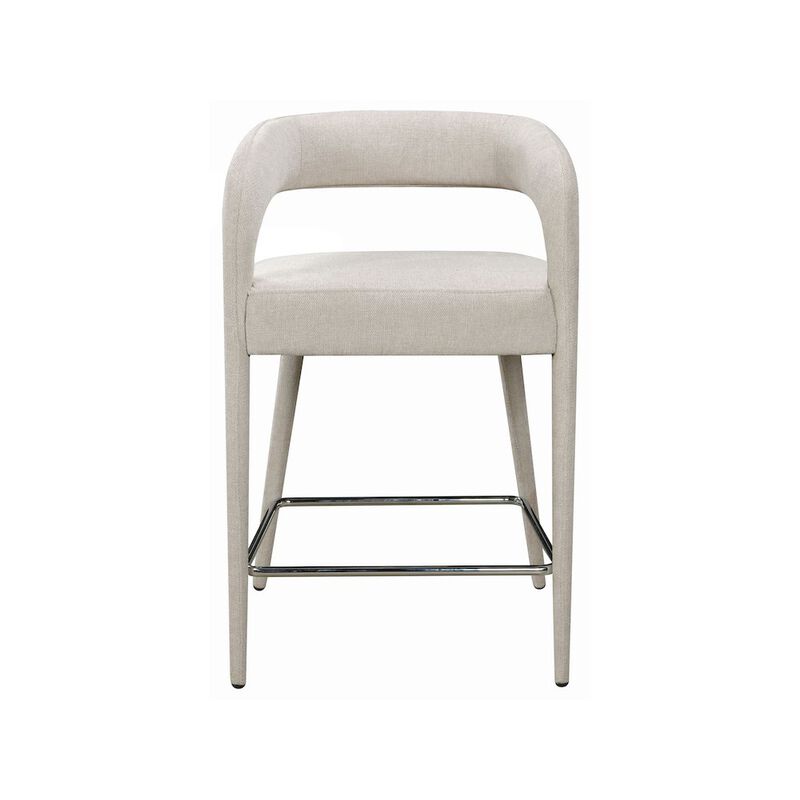 Galway Counter Chair in Ivory Linen Fabric on Metal Frame
