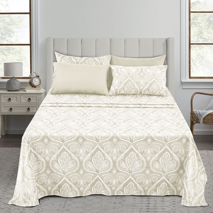 Lux Decor Collection Bed Sheets - Brushed Microfiber Paisley Sheet Set