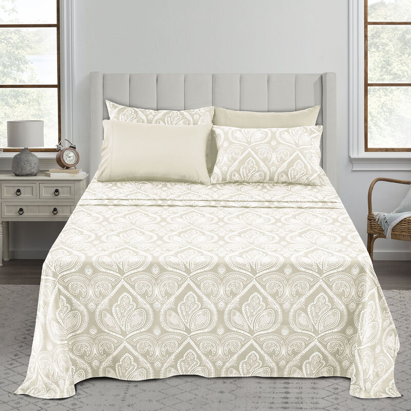 Lux Decor Collection Bed Sheets - Brushed Microfiber Paisley Sheet Set